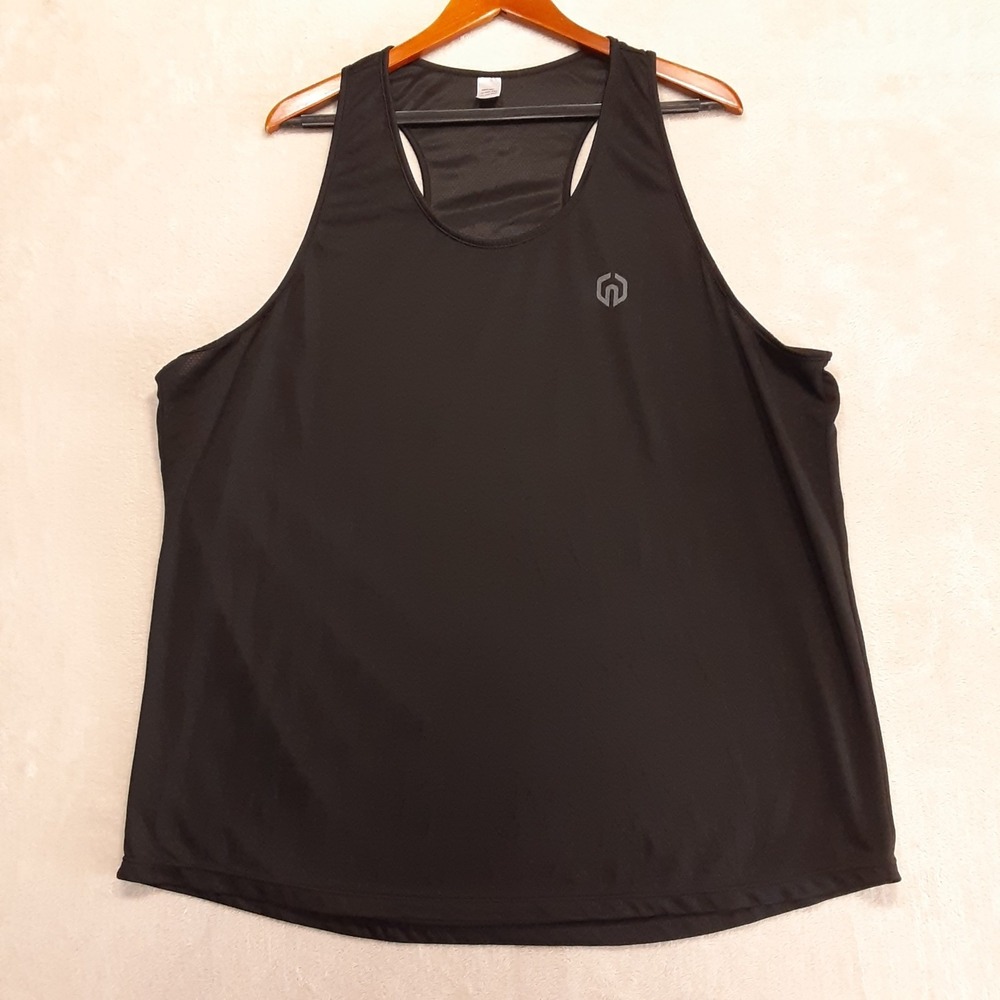 Neleus Mens Black Muscle Tank Top 3XL Vertical Logo